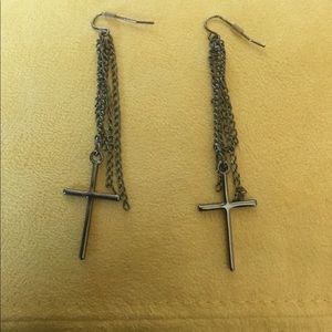 Cross & Chains Drop Down Earrings